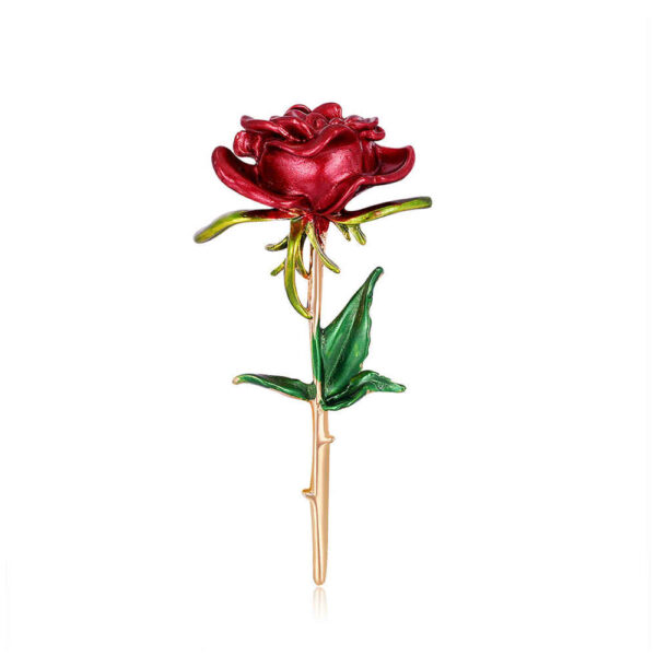 Flower Brooch Pin – Steel Rose Design