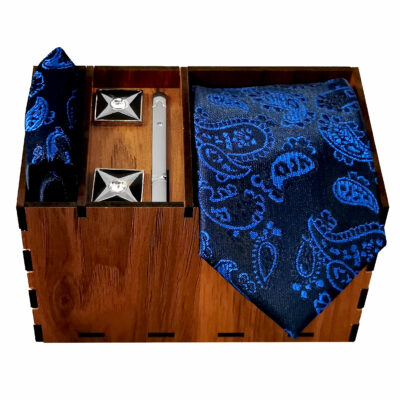 Men’s Tie, Handkerchief & Cufflinks Neckwear Set – Luxurious Paisley