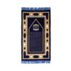 Islamic Prayer Rug Padded Blue Velvet Sajadah with Kaaba Design for Muslims
