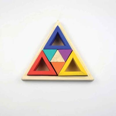 Equilateral Triangle Wooden Brain Teaser Puzzle – Skill-Building Toy