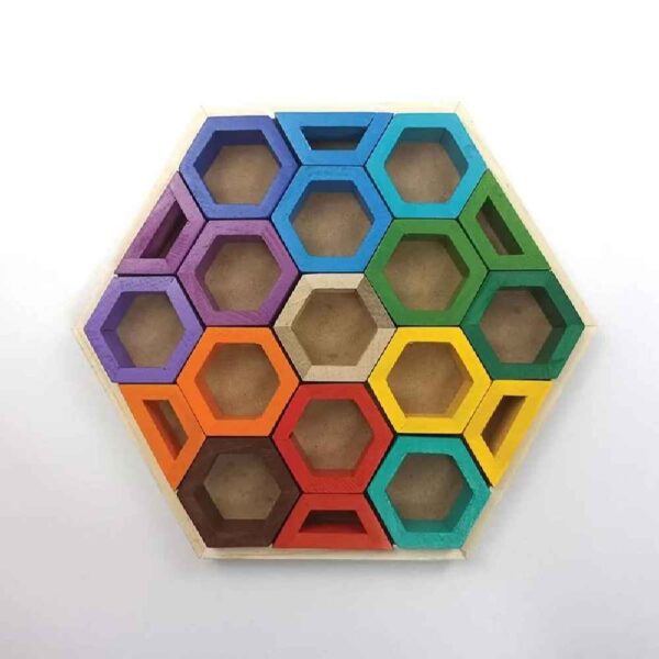 Hive Wooden Geometric Brain Teaser Puzzle – Unique Educational Toy
