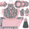 10 Piece Pink Floral Kitchen Apron Set Model Ravella