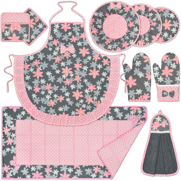 10 Piece Pink Floral Kitchen Linen Set Model Ravella