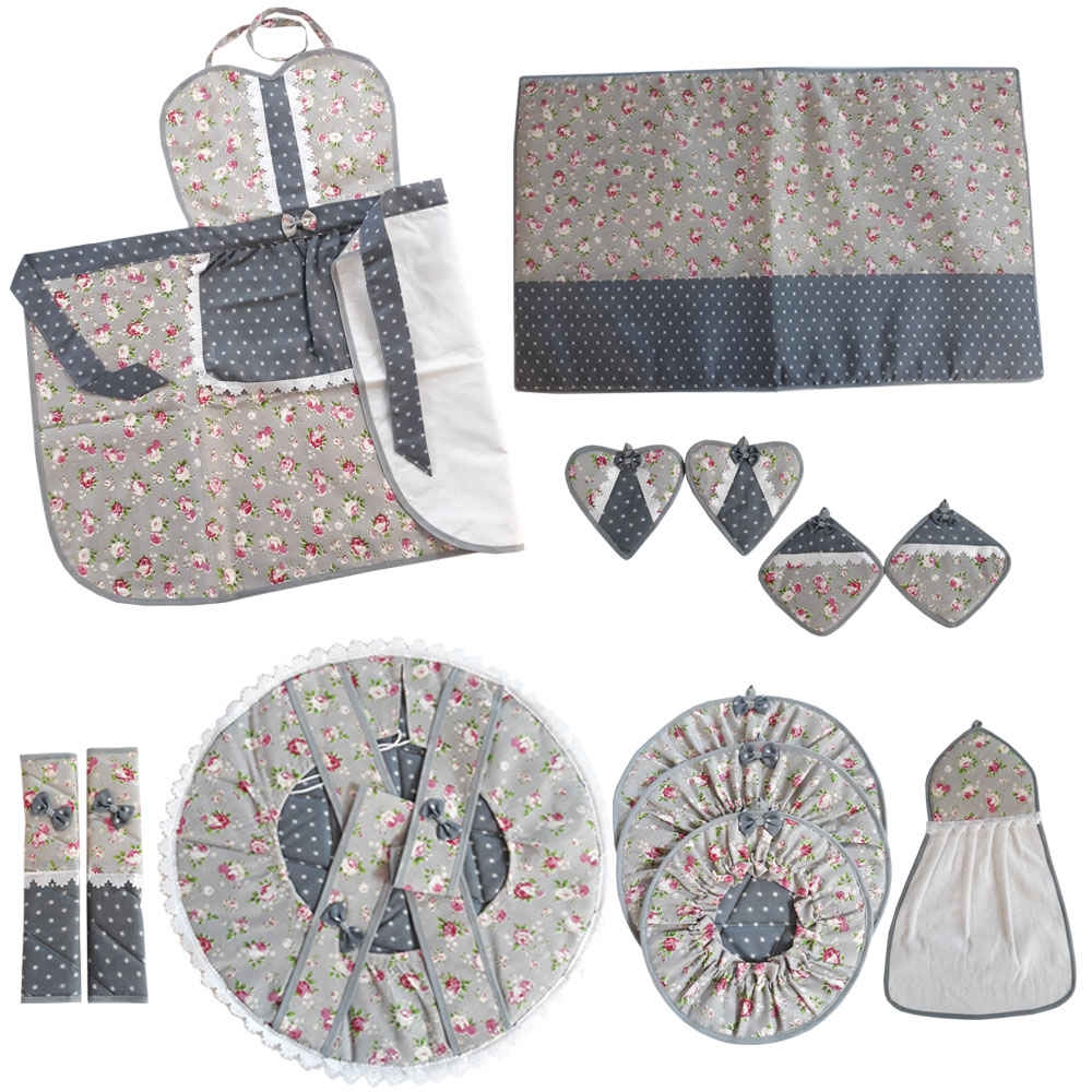 13 Piece Floral Kitchen Apron Set Model Shokoofa