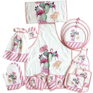 15 Piece Floral Kitchen Linen Set Model Rozhin