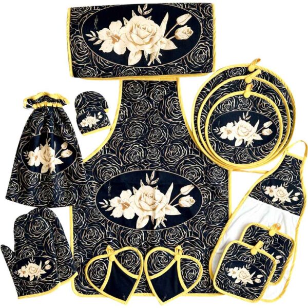 15 Piece Floral Kitchen Apron Set Model Simin