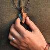 Carved Wood Pendant with Resin Handcrafted Artistic Neize