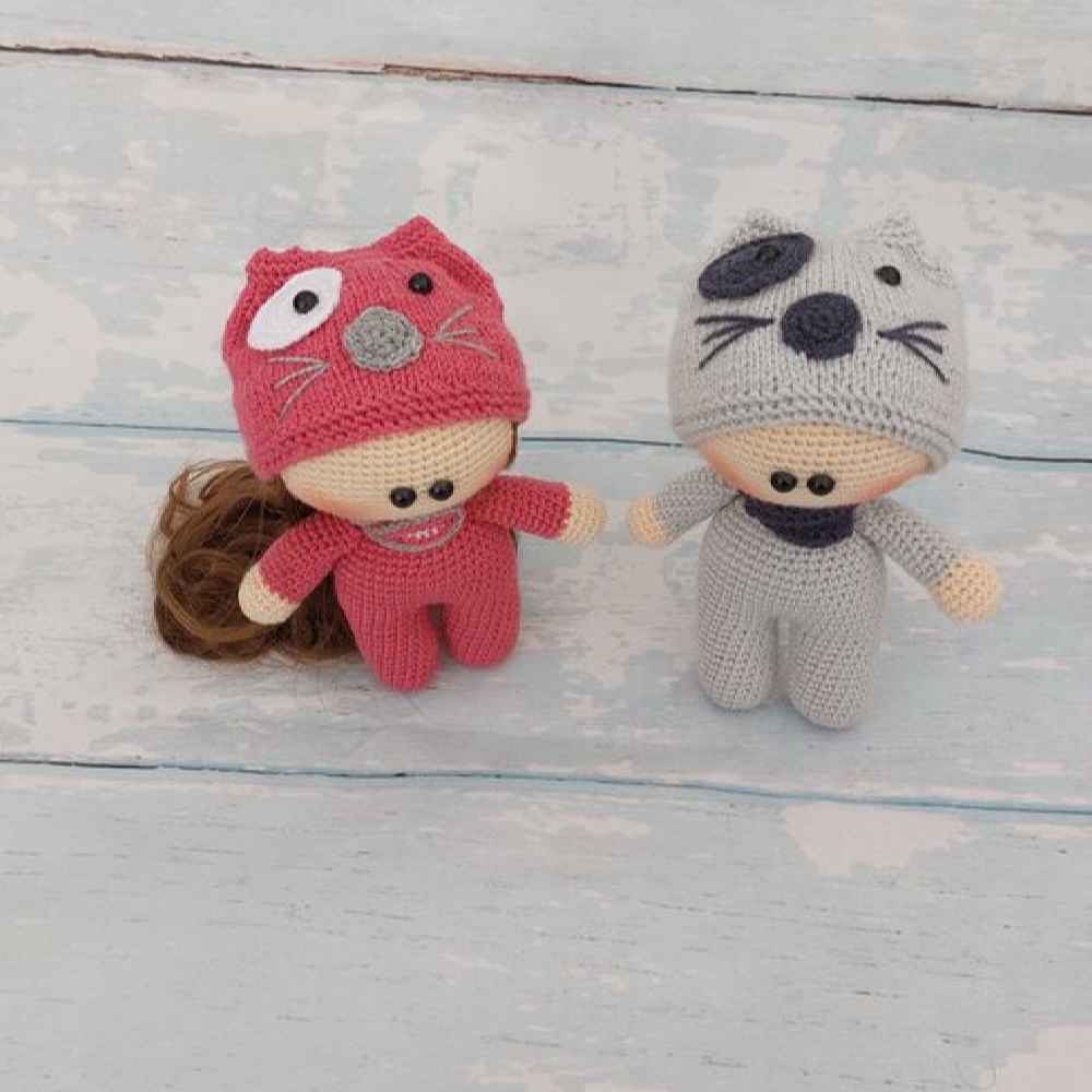 Amigurumi Handmade Crochet Stuffed Doll – Set of 2 Cute Dolls | Soft Plush Toy