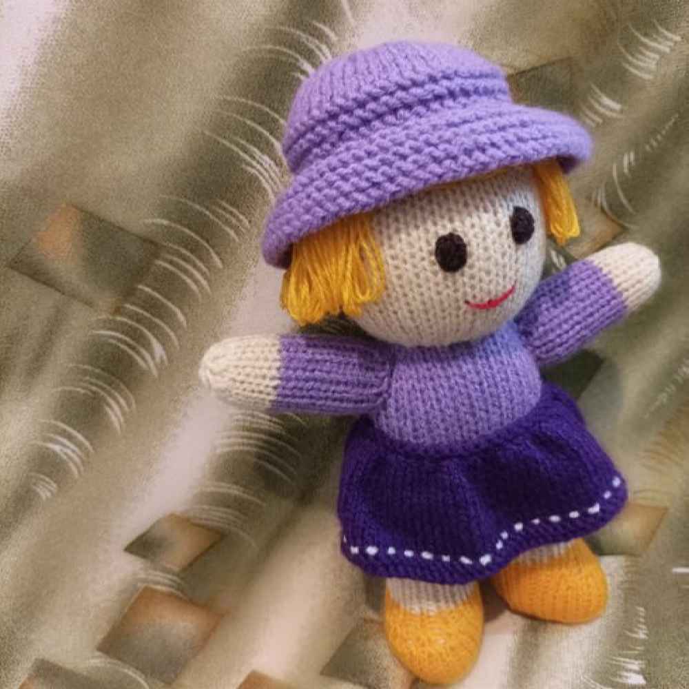Amigurumi Handmade Crochet Stuffed Doll – Purple Lady | Soft Plush Toy