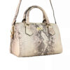 Luxurious Leather Bauletto Handbag with Snakeskin Pattern