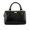 Luxurious Leather Bauletto Handbag with Snakeskin Pattern