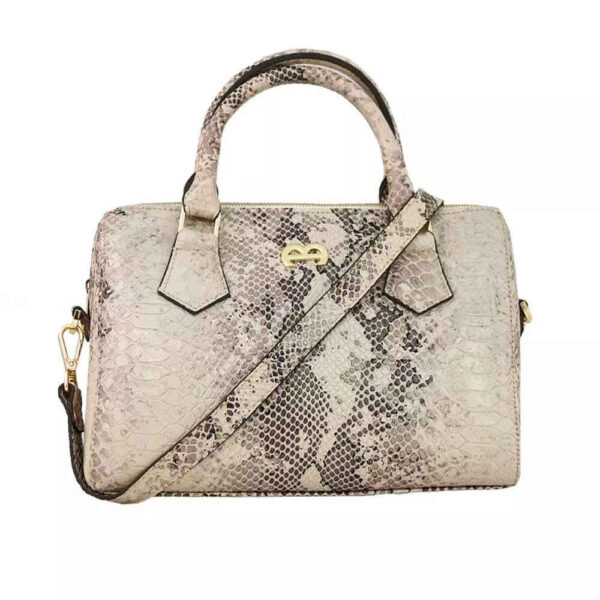 Luxurious Leather Bauletto Handbag with Snakeskin Pattern