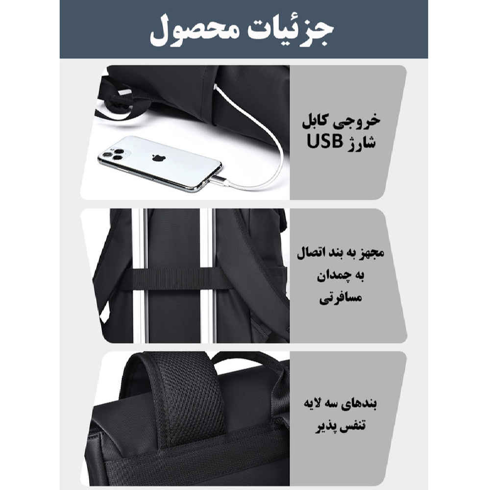 Black 15.6 Inch Laptop Backpack Model Rayka