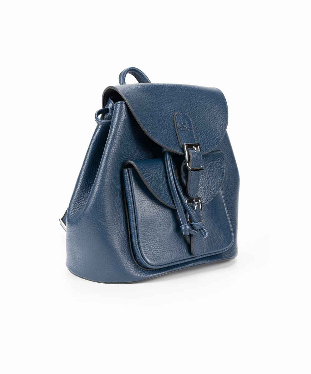 Blue Leather Woman's Backpack Model Gelareh ShopiPersia