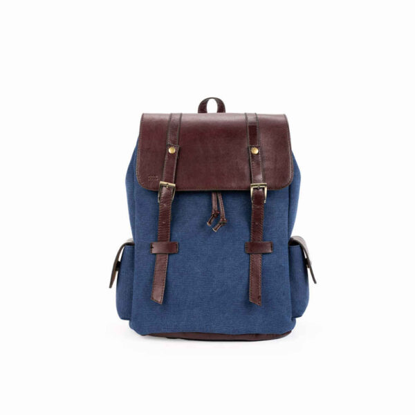 Blue Canvas Women's Backpack - Model Leila