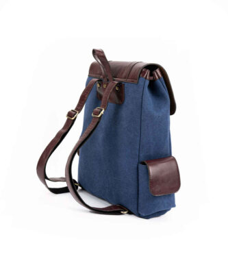 Blue Canvas Women’s Backpack – Model Leila