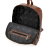 Brown Leather & Canvas Women's Backpack - Model Nina