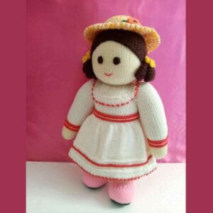 Cute Girl Hand Knitted Stuffed Doll