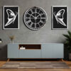 Modern 3-Piece Wall Clock Set Butterfly