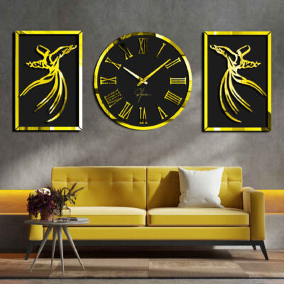 Modern 3-Piece Wall Clock Set Sama
