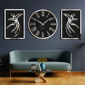 Mirror Effect 3-Piece Wall Clock Set