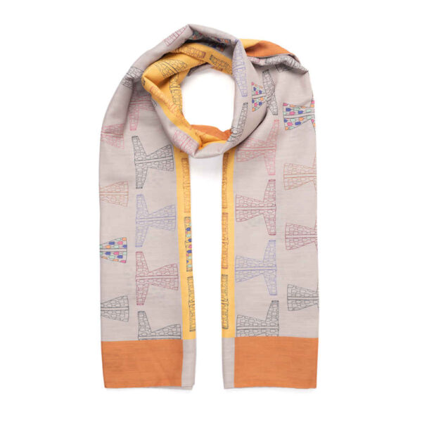 Printed Shawl for Women Double Sided Artistic Gray