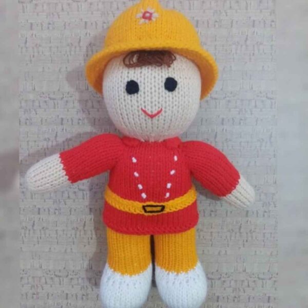 Amigurumi Handmade Crochet Stuffed Doll – Firefighter | Soft Plush Toy