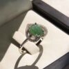 Green Emerald Silver Ring For Women Engagement Ghalb