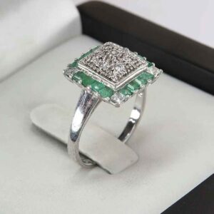 Green Emerald Silver Ring