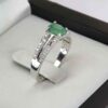 Green Emerald Silver Ring For Women Engagement Melorin