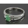 Green Emerald Silver Ring For Women Engagement Melorin
