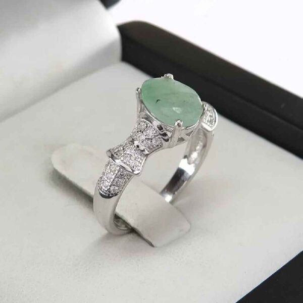Green Emerald Silver Ring For Women Engagement Sanaz