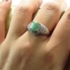 Green Emerald Silver Ring For Women Engagement Sara