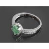 Green Emerald Silver Ring For Women Engagement Sepid