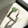 Green Emerald Silver Ring For Women Engagement Sepid