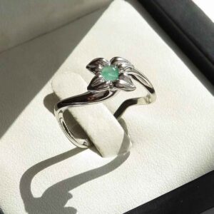 Green Emerald Silver Ring