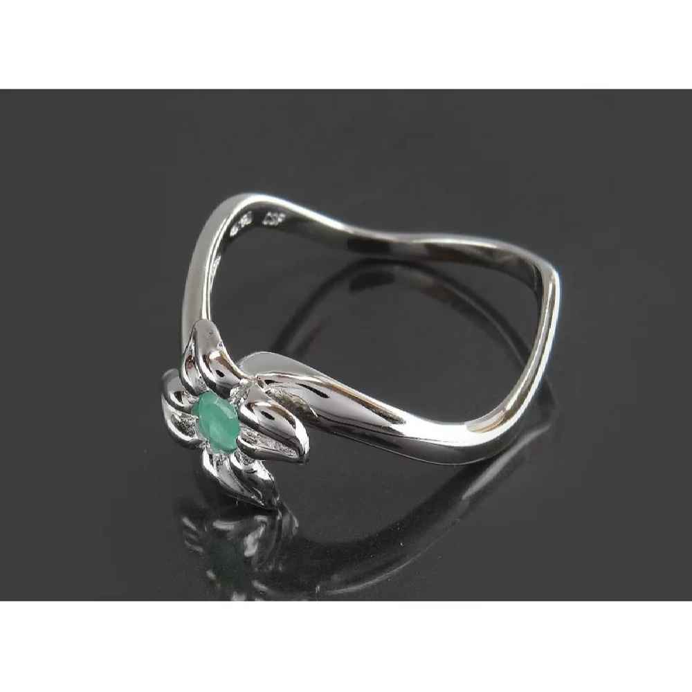 Green Emerald Silver Ring For Women Engagement Taranom