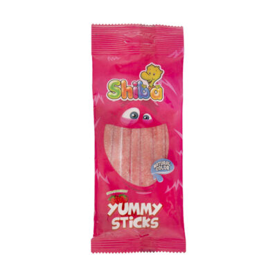 Halal Gummy Candy – Soft Jelly Gummies with Strawberry Flavor Yummy Sticks – Shiba (30-Pack)