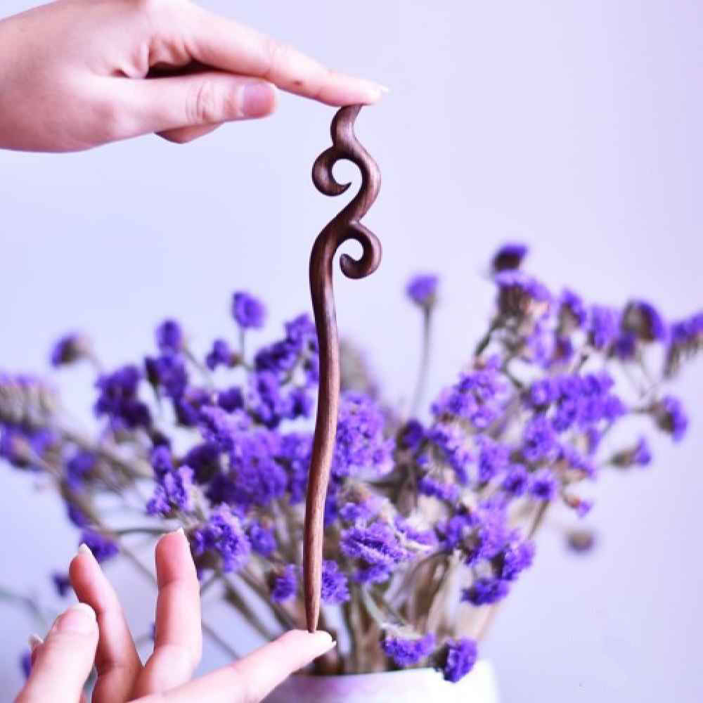 Wooden Hair Stick Handcrafted Matter Twisted Large Size Alma