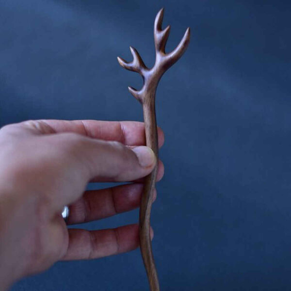 Wooden Hair Stick Handcrafted Matter Horn Design Large Size