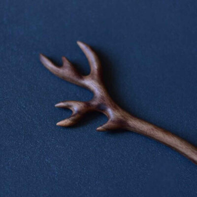 Wooden Hair Stick Handcrafted Matter Horn Design Large Size