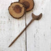 Wooden Hair Stick Handcrafted Matter Moon Design Large Size