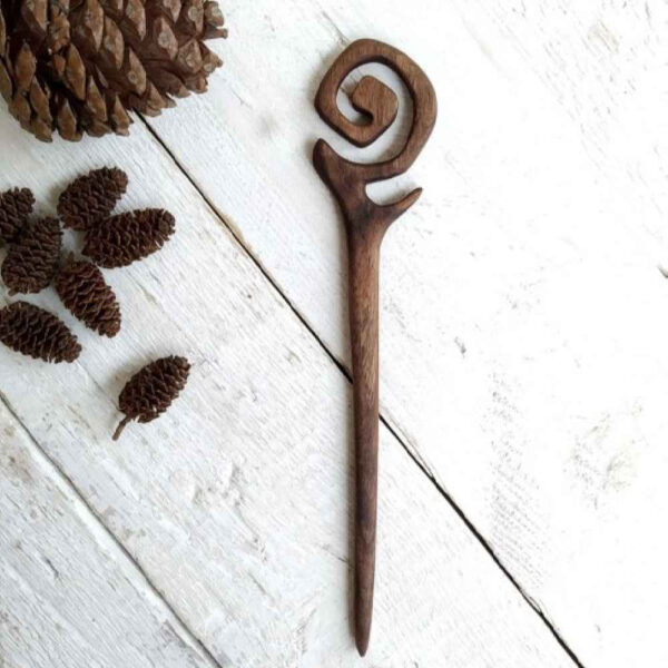 Wooden Hair Stick Handcrafted Matter Twisted Large Size Pichak