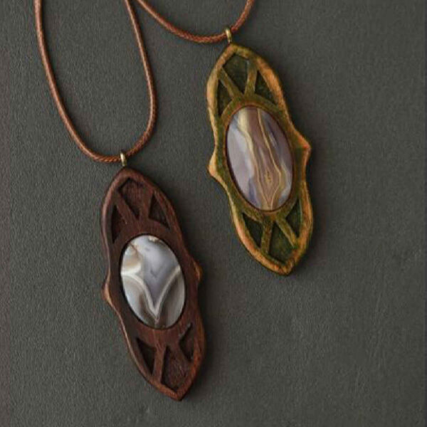 Handmade Agate & Wood Necklace Model Eslimi