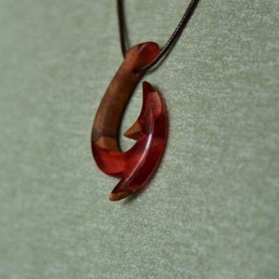 Carved Wood Pendant with Resin Handcrafted Artistic Gholab