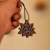 Carved Wood Pendant with Resin Handcrafted Artistic Lotus