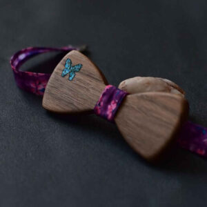 Handmade Wood & Turquoise Bow Tie Model Parvane