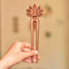 Wooden Hair Fork Handcrafted Matter Lotus Flower Design Large