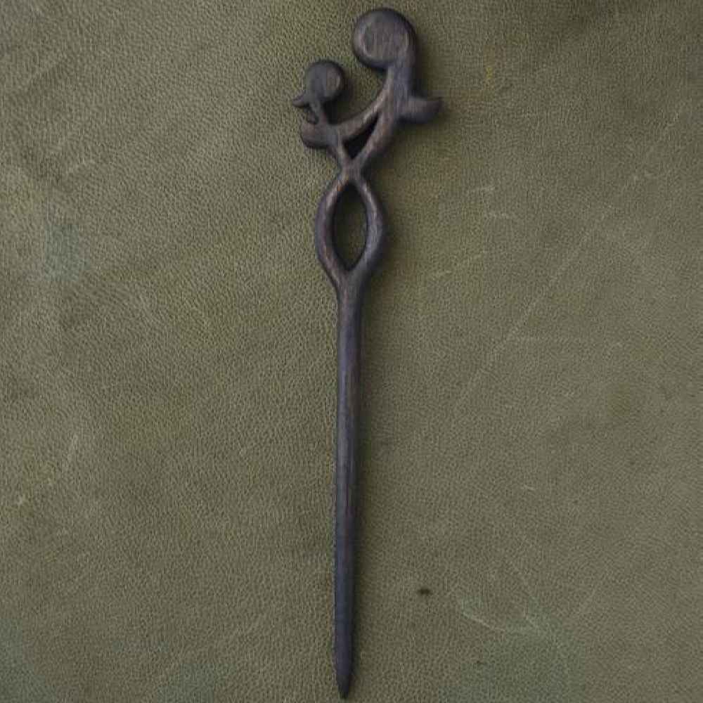 Wooden Hair Stick Handcrafted Matter Mother’s Seal Design Large Size