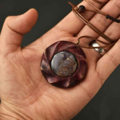 Wooden Necklace Handcrafted with Artistic Style Galaxy